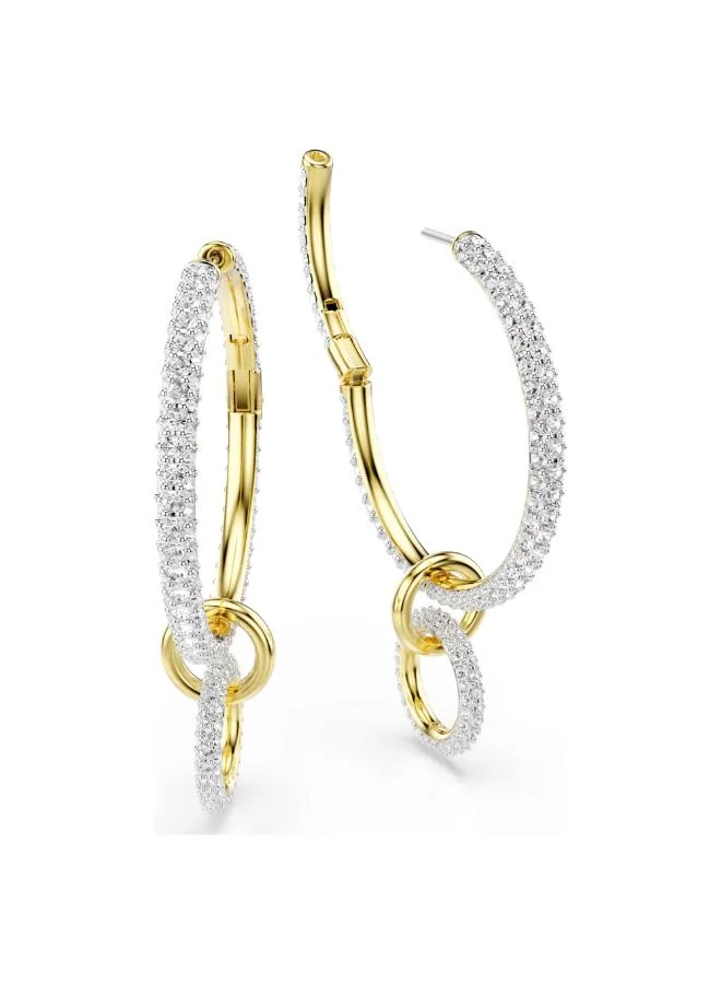 Swarovski  Dextera White Crystal Gold Tone Plated Hoop Earrings for Women | Best Price UAE